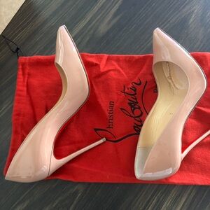 Christian Louboutin Blush Patent Leather Heels Pigalle Follies 100 size 37
